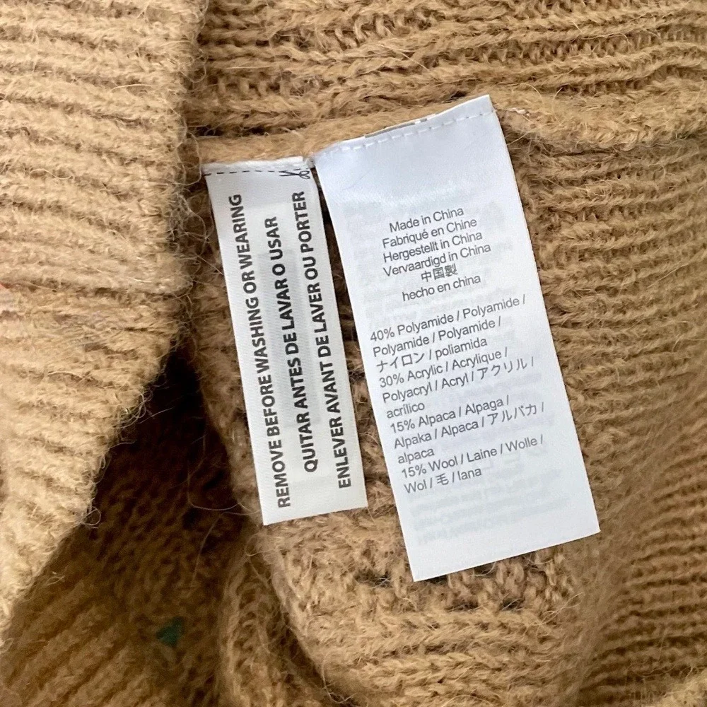 NWT!! J. CREW Balloon Sleeve Cable Knit Sweater Pale Clay Tan‎ Brown X-Small - Picture 13 of 15